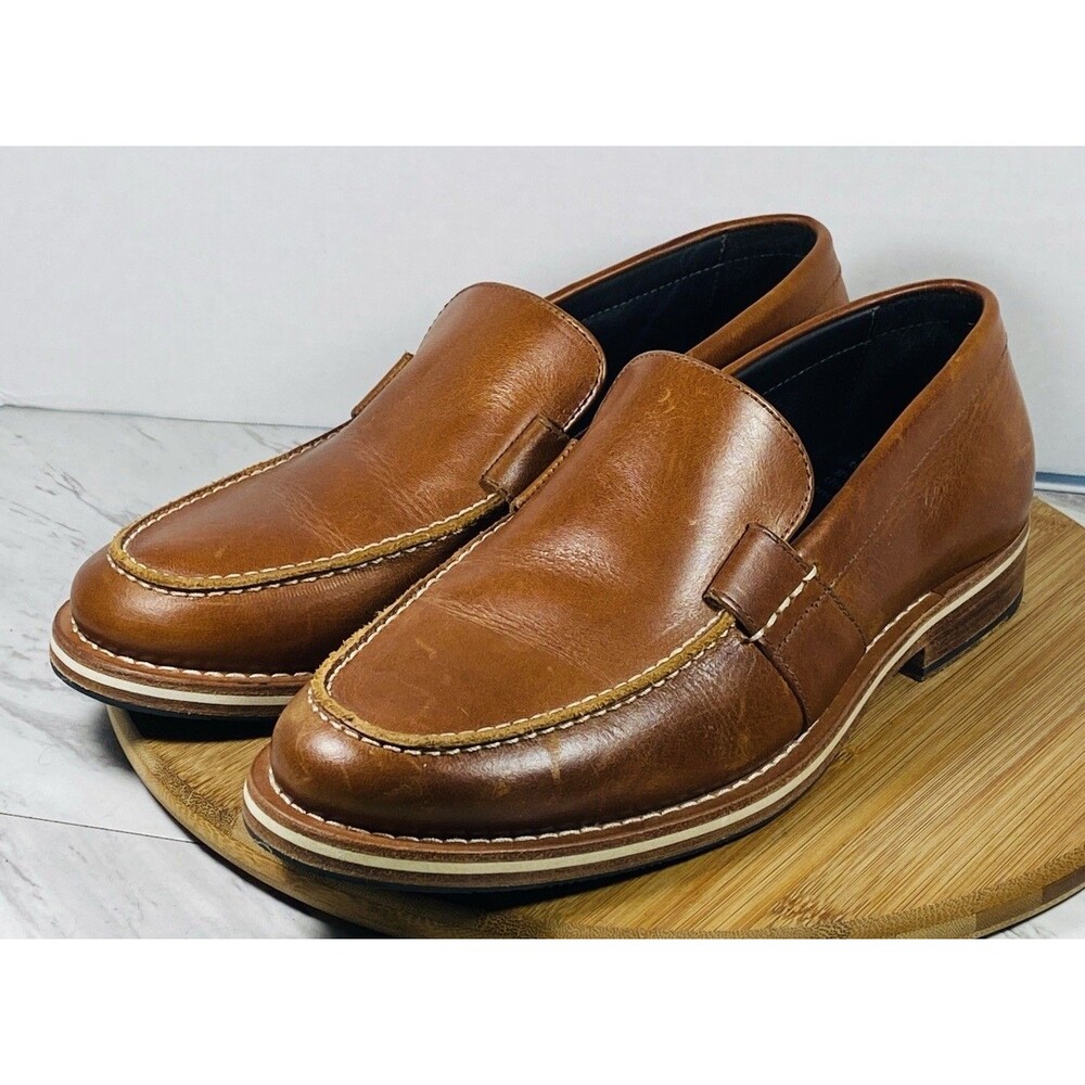 Helm The Wilson Teak Brown Leather Loafers Mens Size 9.5 M Made in Brazil